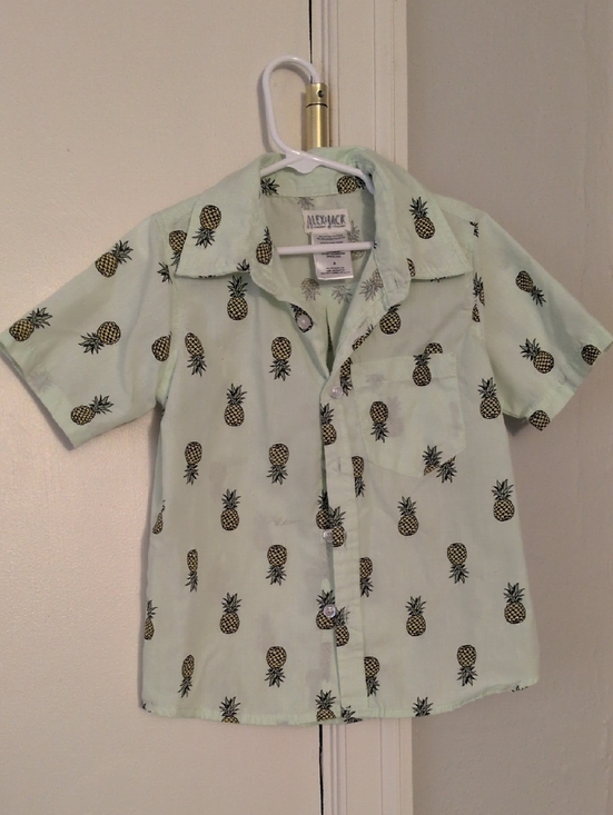 Alex & Jack Other - Kids Pineapple Print Button-Down Shirt in Mint‎ by